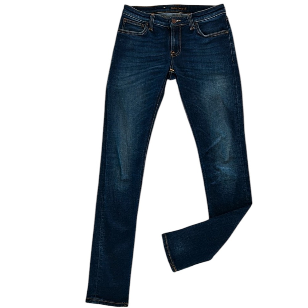 Nudie Jeans Skinny Lin Dark Deep Worn Size 30x34